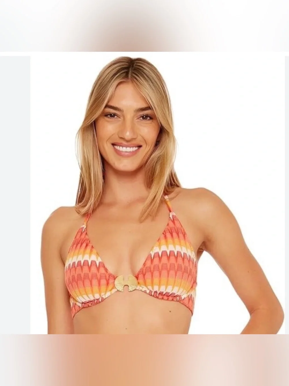 Trina Turk NWT Orange Crochet Bikini Set Size 8 Halter Top Tie Side Bottom